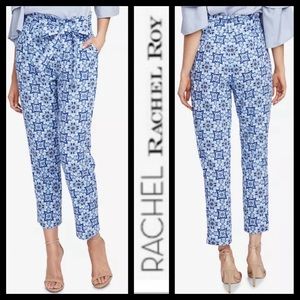 NWT Rachel Roy Tie Print Paper Bag Pants